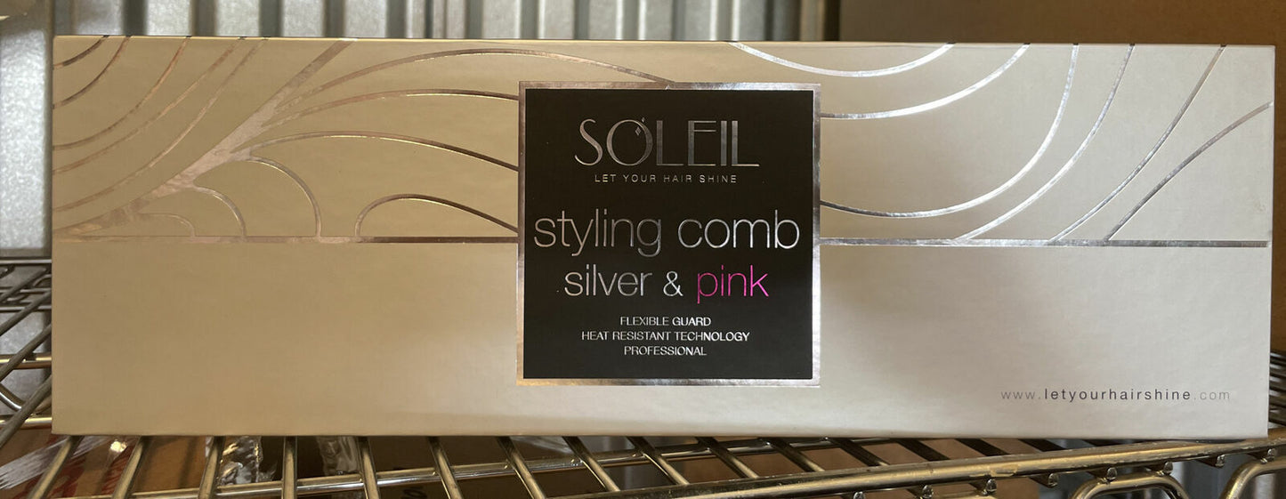 Soleil Styling Comb - silver & pink - Professional, Flexible Guard - LaCosmetical