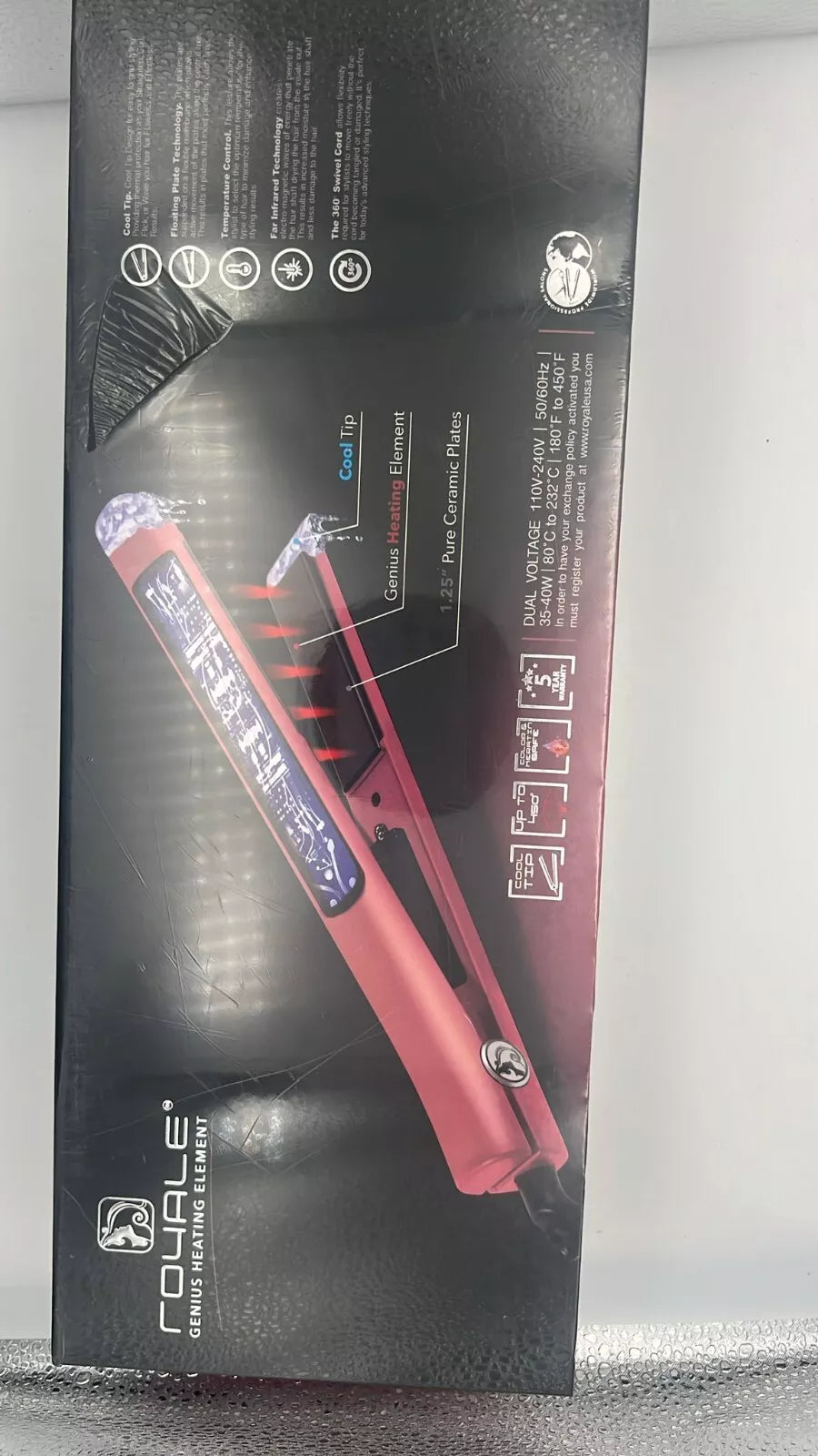 Royale Genius Heating Element Flat Iron Luxury Ceramic ROSE GOLD NEW