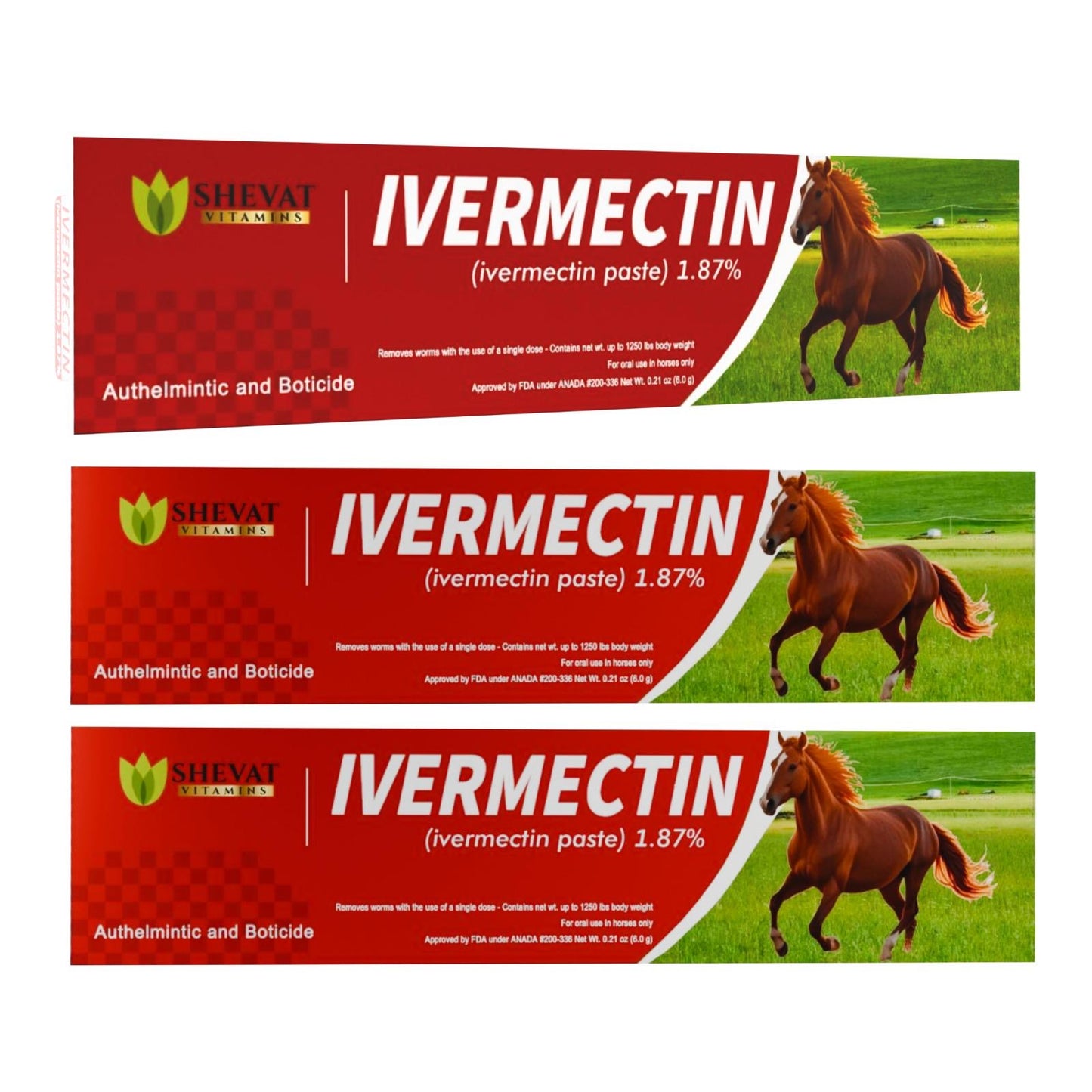 Ivermectin Horse Paste Apple Flavored 1.87%, 6.08g (3-Pack