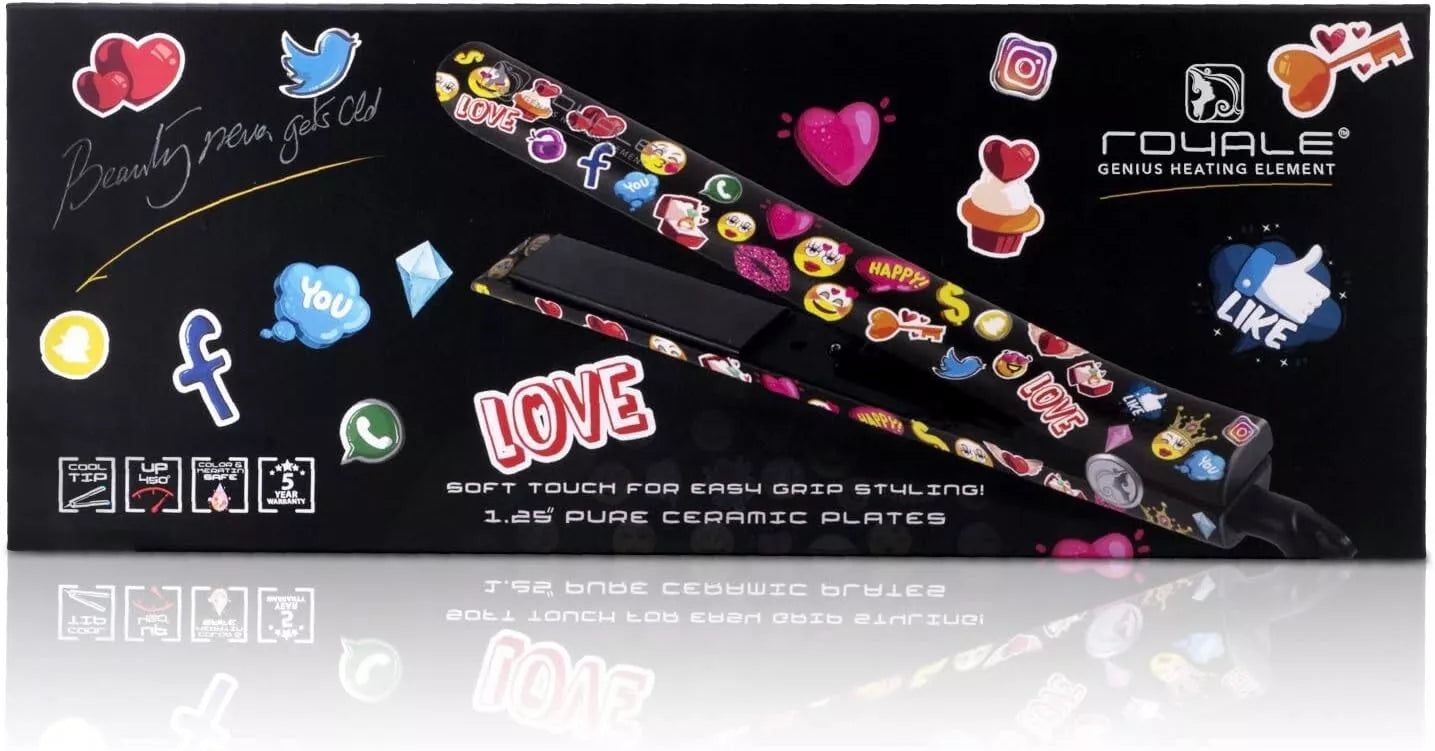 Royale  Genius Heating Element Flat Iron Luxury Ceramic EMOJI NEW