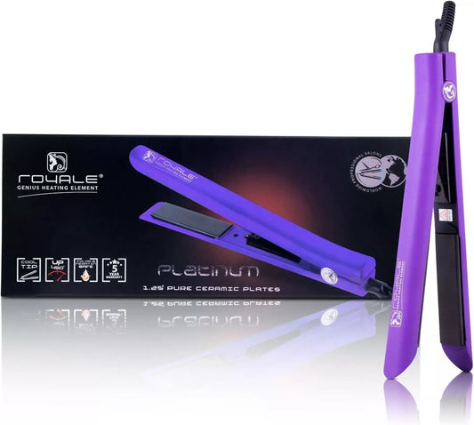 Royale Platinum Genius Heating Element Flat Iron Luxury Ceramic DEEP PURPLE NEW
