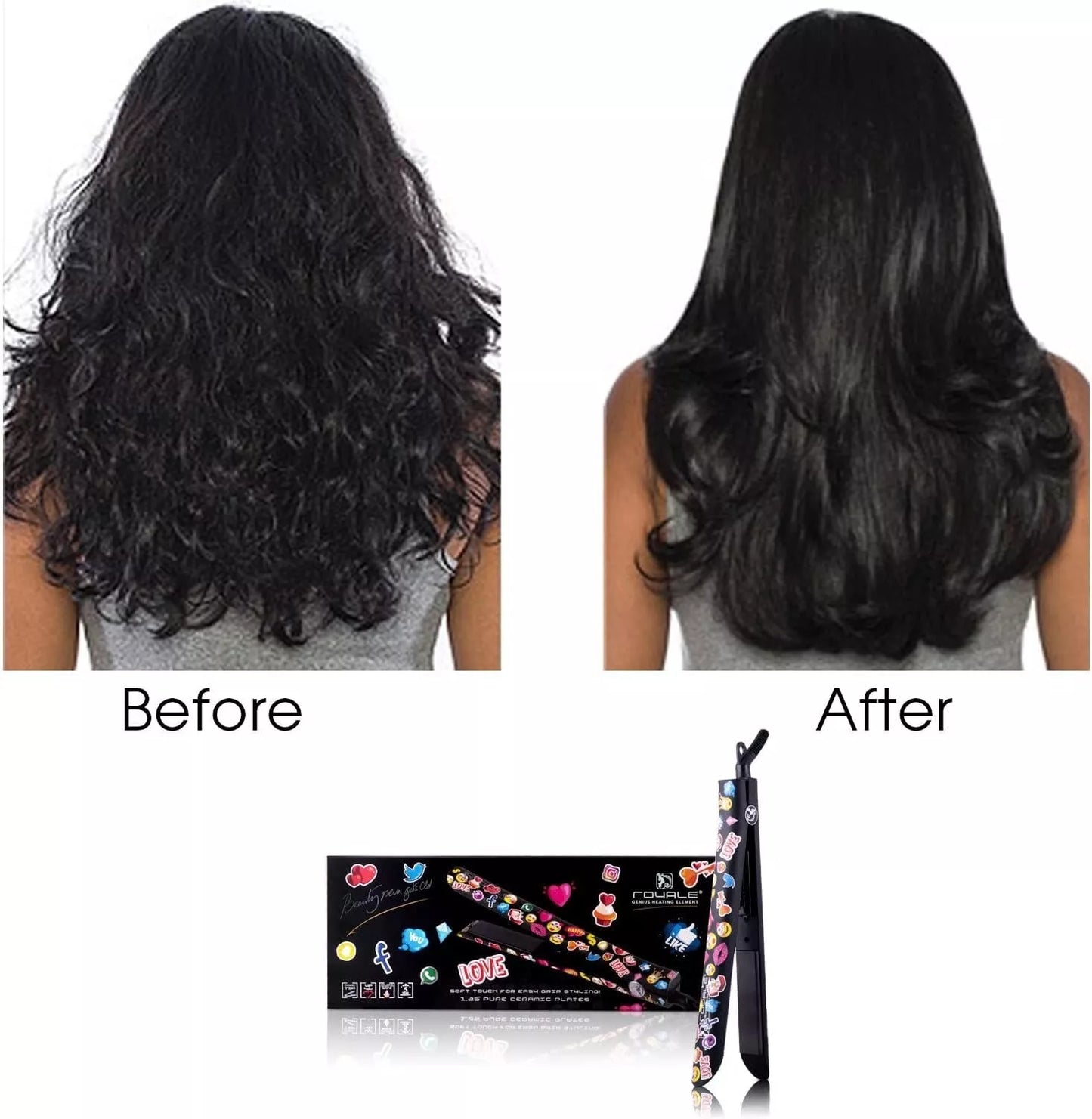 Royale  Genius Heating Element Flat Iron Luxury Ceramic EMOJI NEW